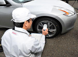 Nissan 370z receives exterior radiation check before shipment